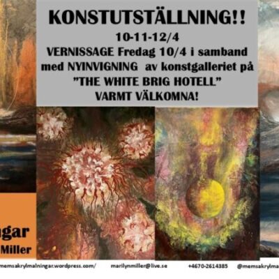 KONSTUTSTÄLLNING/VERNISSAGE i samband med ny-invigningen av konstgalleriet på The White Brig Hotell Hudiksvall