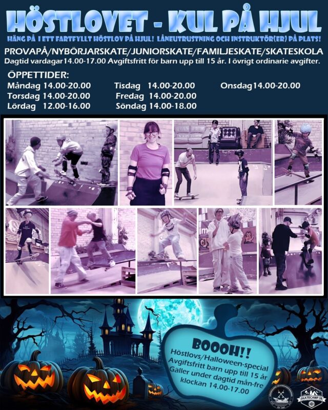 KUL PÅ HJUL – HÖSTLOVET Öppet Hus / Prova På / Nybörjarskate / Familjeskate / Skateskola