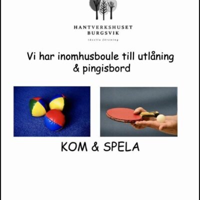 Spela pingis, inomhus boule, fika i vårt café
