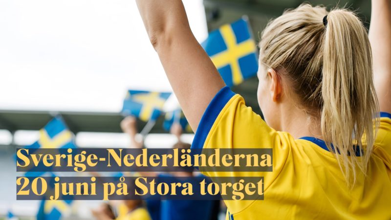 Sverige-Nederländerna på storbildsskärm på Stora torget