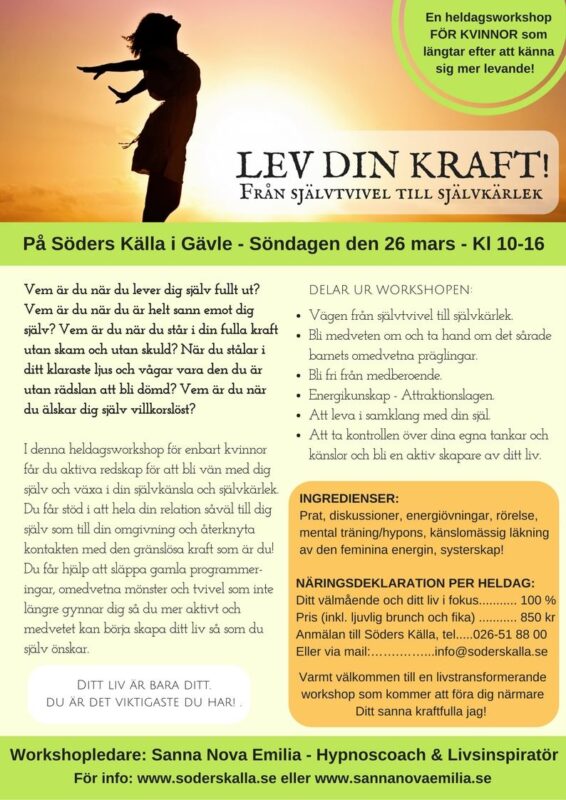Workshop-Lev din kraft, med Sanna Nova Emilia